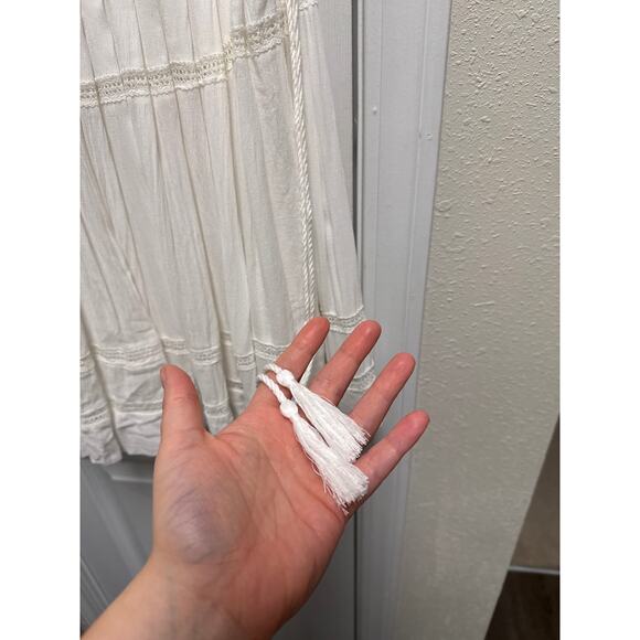 Free People Emily Dress White Crochet Square Neck Tiered Mini Dress Size XS - Picture 7 of 10